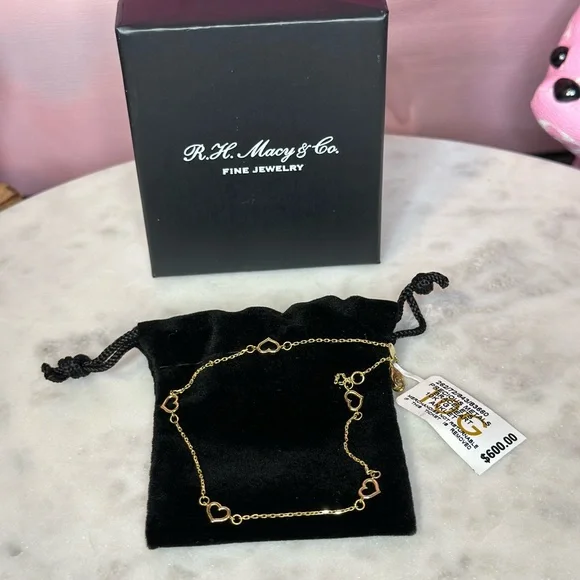 10K Gold Heart Bracelet/Anklet NWT - Picture 3 of 8